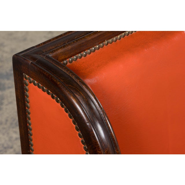 Red 1930s French Art Deco Oak Canape in Faux Leather For Sale - Image 8 of 18