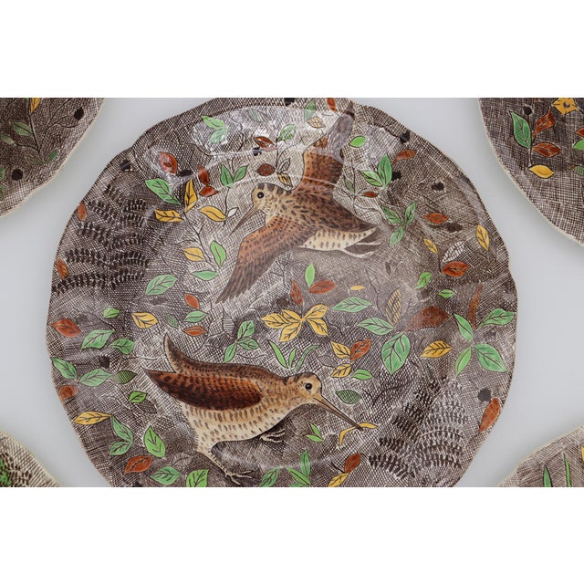 1960s 1960s Set of Five Gien France Rambouillet Dinner Plates Hare, Hand-Painted, Earthenware For Sale - Image 5 of 17