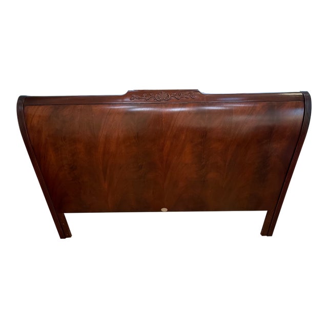 1990s Baker Regency Mahogany Queen Sleigh Headboard For Sale