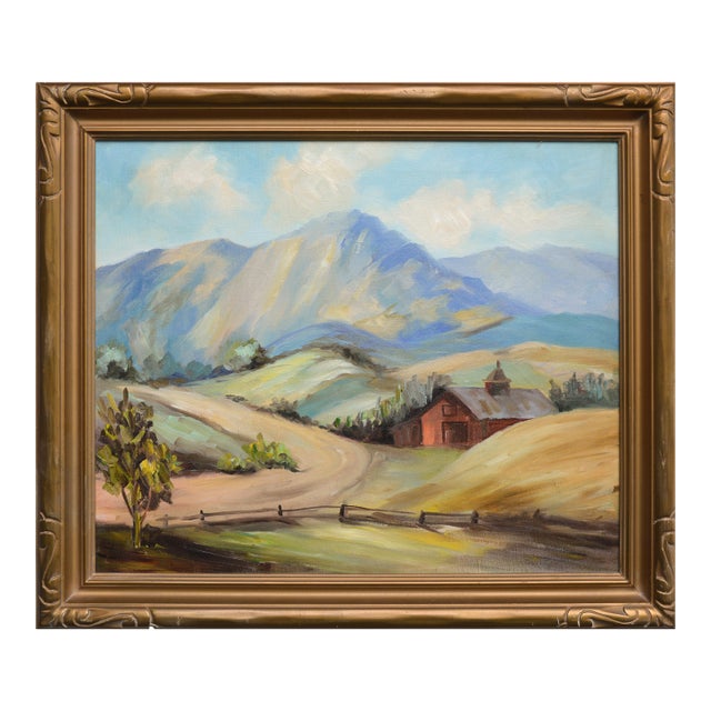 Barn Beneath Mt. Tamalpais - Mid Century California Landscape by Bloomfield For Sale