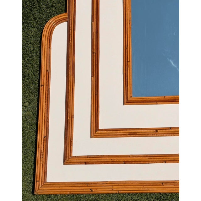 Hollywood Regency Tropical Mirror in Pencil Reed Bamboo attributed to Vivai Del Sud, Italy, 1970s For Sale - Image 11 of 17