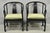 Vintage Oriental Ming Style Ebonized Black Lacquer Horseshoe Lounge Chairs by Century with Lightly Distressed Finish (B) -...