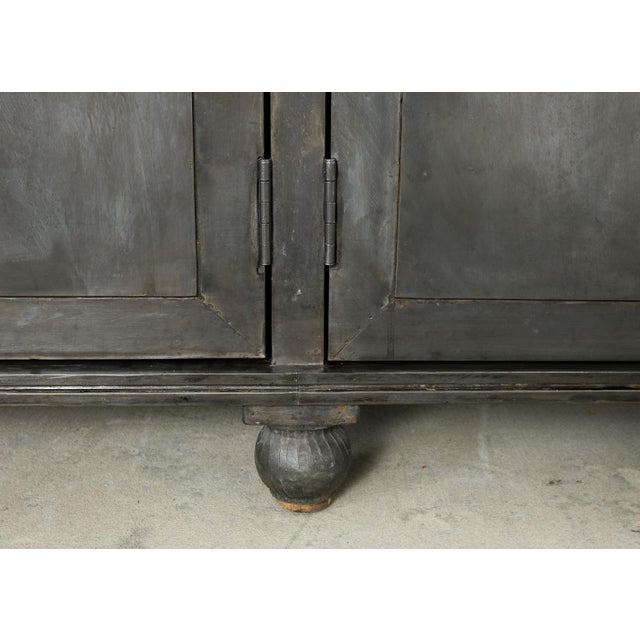 Industrial Style Zinc Metal Wrapped Glass Door Bookcase For Sale - Image 13 of 18