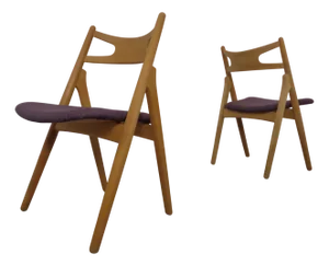 CH 29 Sawbuck Chairs in Oak and Wool by Hans J. Wegner for Carl Hansen & Son, 1950s, Set of 2