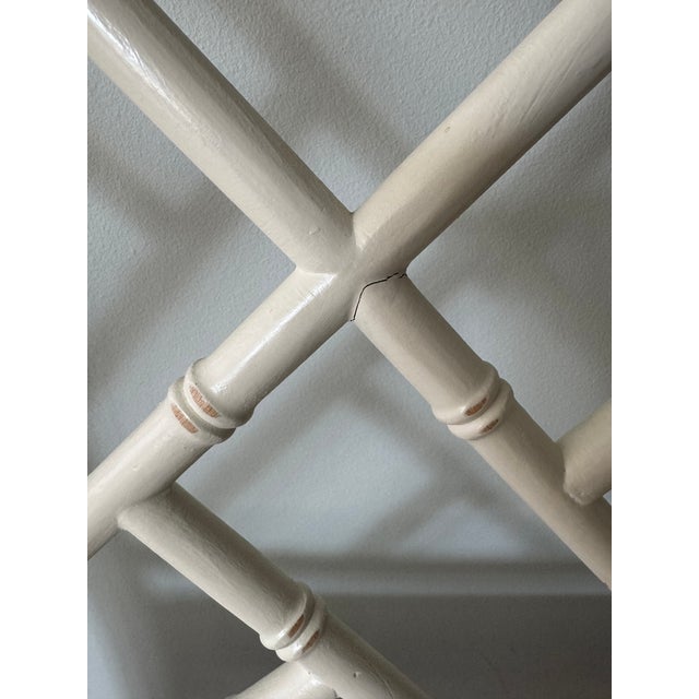 White Attributed Ballard Dayna Faux Bamboo Chinese Chippendale Stools, Set of 3 For Sale - Image 8 of 8