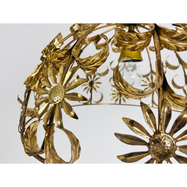 Florentine Flower Shape Pendant Lamp Attributed to Banci Firenze, 1970s For Sale - Image 9 of 11