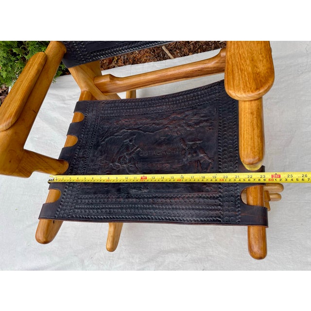 Mid-Century Modern Angel Pazmiño "Cotacachi" Hand-Tooled Leather Rocking Chair For Sale - Image 9 of 11