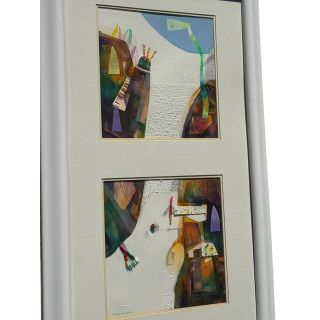 Late 20th Century Original Mixed Media Diptych Painting by Bolivian-Brazilian Artist Mario Cespedes For Sale - Image 9 of 12