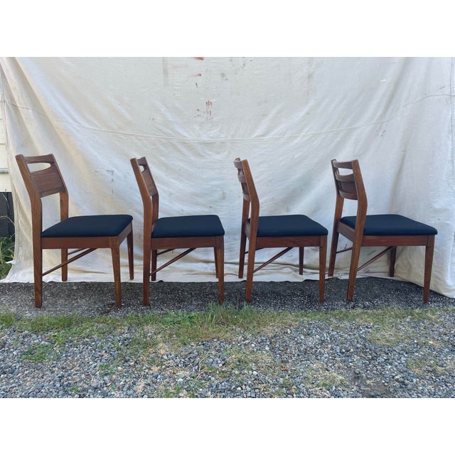 Mid 20th Century Set of 4 Attributed to Merton Gershun for American of Martinsville "Accord" Walnut & Cane Dining Chairs For Sale - Image 5 of 11