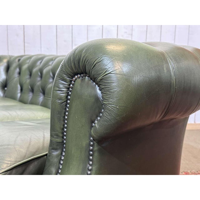 Green Chesterfield Leather 3-Seater Sofa, 1970s For Sale - Image 8 of 18