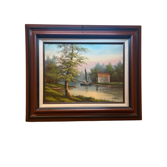 Late 19th Century Beautiful Landscape Oil Painting by W. Morris Framed For Sale - Image 4 of 10