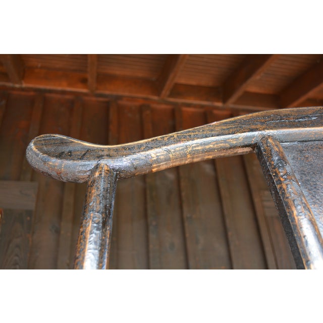 Arhaus Wooden Oriental High Back Ming Style Side Decorative Chair W/ Yoke Back For Sale - Image 11 of 18