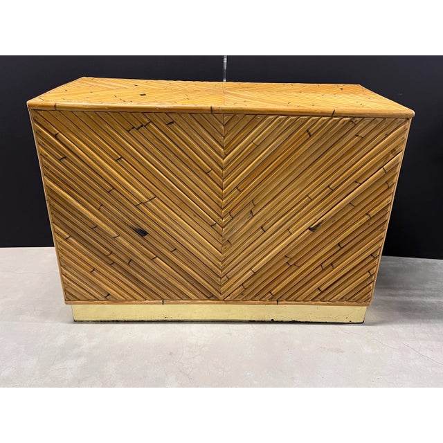 Bamboo Console With Brass Base For Sale - Image 4 of 10