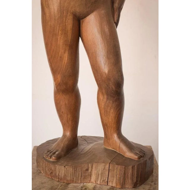 Textile Wood Carved Female Nude with Stand For Sale - Image 7 of 17