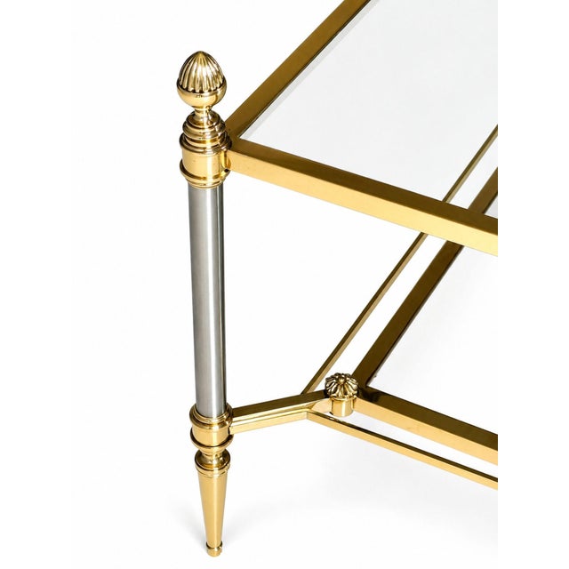 1940s Mid-Century Maison Jansen Brass and Brushed Chrome Two-Tier Coffee Table, France, Circa 1940 For Sale - Image 5 of 8