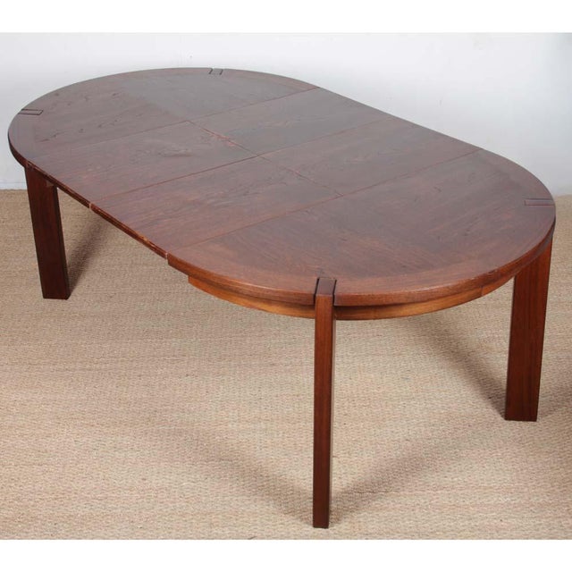 Brown Round Extendable Wooden Dining Table from Monopoly, 1970s For Sale - Image 8 of 16