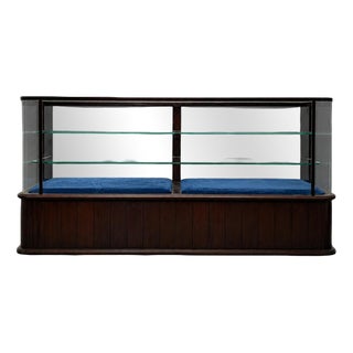 Mahogany Shop Display Cabinet with Sliding Glass Doors For Sale