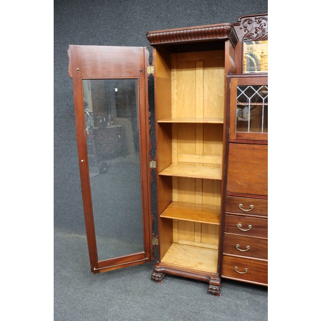 Attributed r.j. Horner Mahogany Breakfront Bookcase Secretary With Winged Griffin Carvings For Sale - Image 15 of 18