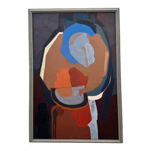 Vintage Boho Abstract Oil on Canvas