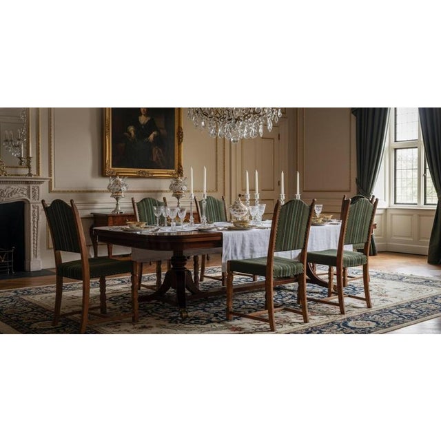 Set of four Brutalist oak dining chairs designed by Henning Kjærnulf in the late 1960s. The chairs are structurally in...