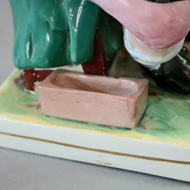 White Antique English Staffordshire Hand Painted Figural Porcelain Cobbler For Sale - Image 8 of 11