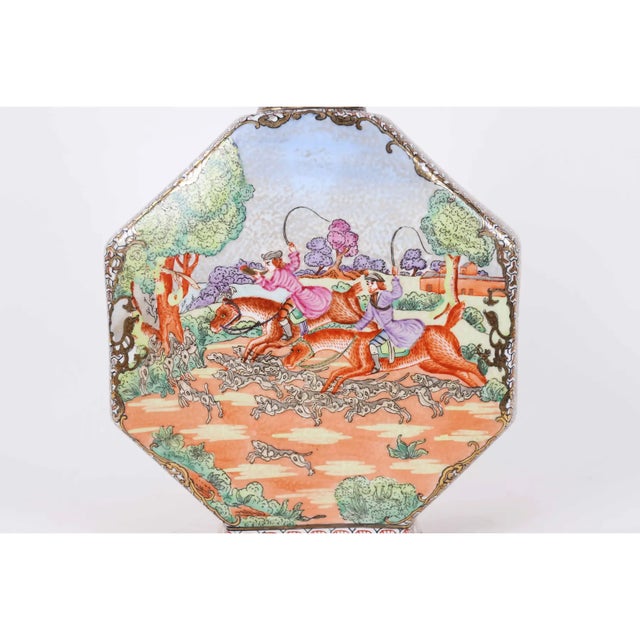 Orange 20th Century Chinese Style Hunt Scene Porcelain Octagonal Vase For Sale - Image 8 of 11