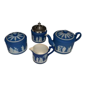 19th Century Wedgwood Brewster Tea Set in Jasperware- 4 Pieces