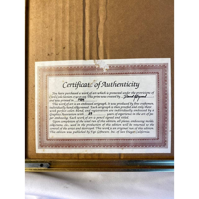 1980s Embossed Floral Serigraph "Carnations" by David Allgood For Sale - Image 9 of 10