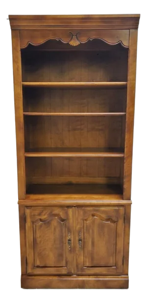 1990s Ethan Allen Bookcase French Country Display Cabinet Shell Carved Fin. 236