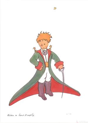 2015 Antoine De Saint Exupery 'The Little Prince and Red Cape' Modernism Red,Green,Multicolor France Lithograph
