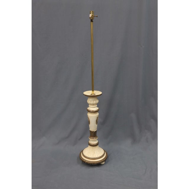 Vintage floor lamp painted in an off white and bronze color on scallop shell designs.
