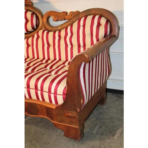 Beautiful with New Upholstery, Antique Sofa, Empire Period, Medallion Back, New Upholstery, Red/Beige, 19th Century,...
