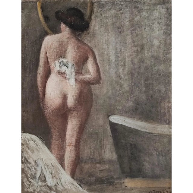 Henri Duvoisin, Dame à sa toilette, 1908, Oil on Canvas, Framed For Sale - Image 10 of 10