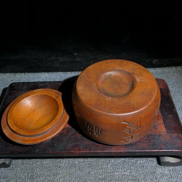 Late 20th Century Vintage Rosewood Tea Caddy With Turquoise Inlay & Engraved Poetry For Sale - Image 5 of 9