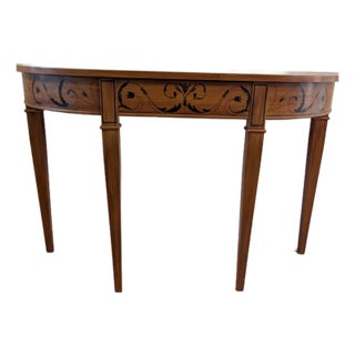 1980s Mid-Century Modern Hand Painted Bombe Demi-Lune For Sale