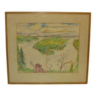1957 Ozark Spring Modernist Drawing For Sale