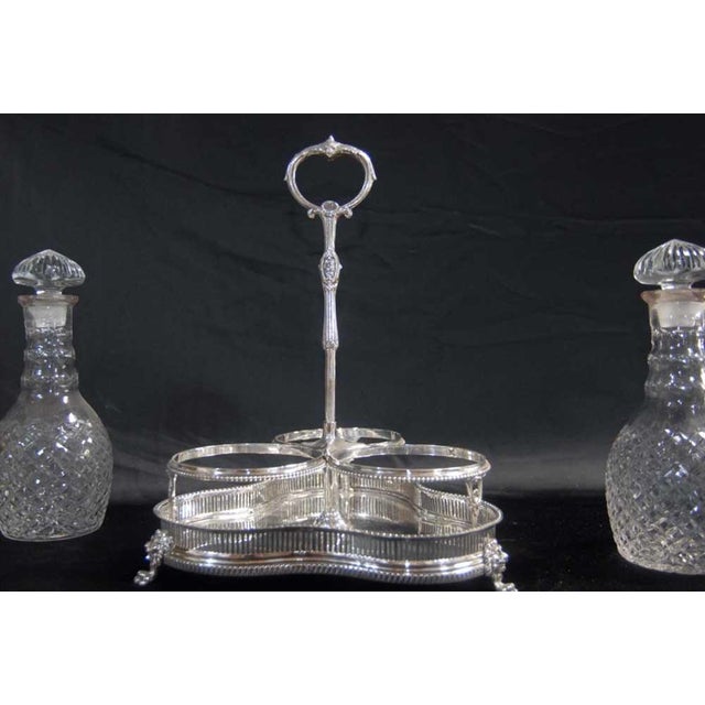 Cut Glass and Silver-Plated Decanter with Tantalus, Set of 3 For Sale - Image 8 of 13