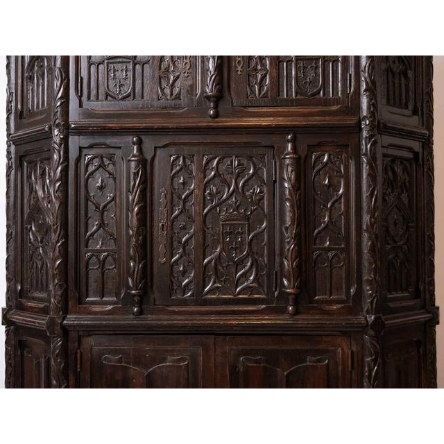 Wood Neo-Gothic Carved Oak Cabinet For Sale - Image 7 of 10