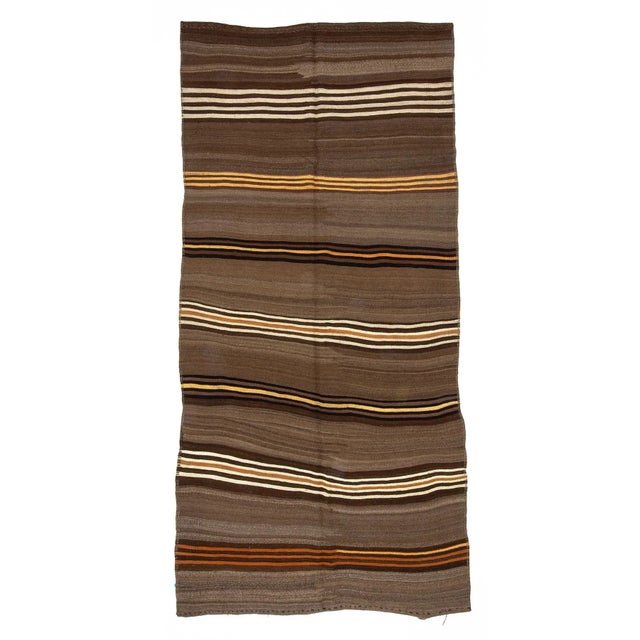 Textile Vintage Brown Wool Turkish Kilim Rug- 5′4″ × 10′4″ For Sale - Image 7 of 7