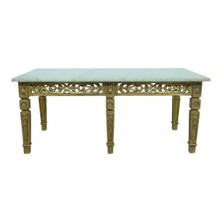 Italian Gold Gilt Marble Top Coffee Cocktail Table For Sale