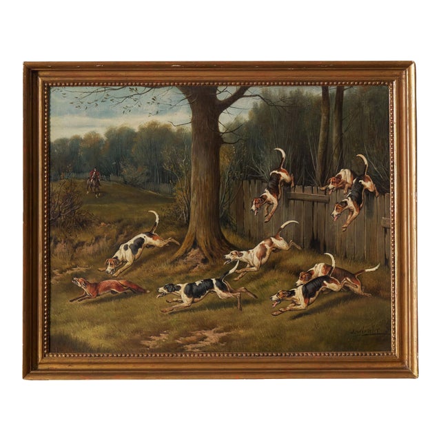 19th Century Oil on Board 'Gone Away' Signed by John Arnold Wheeler (1821-1903) in Gold Frame For Sale