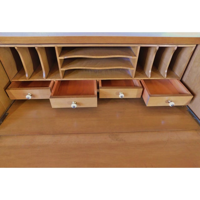 Antique Beals Furniture Solid Maple Rock Slant Top Secretary Writing