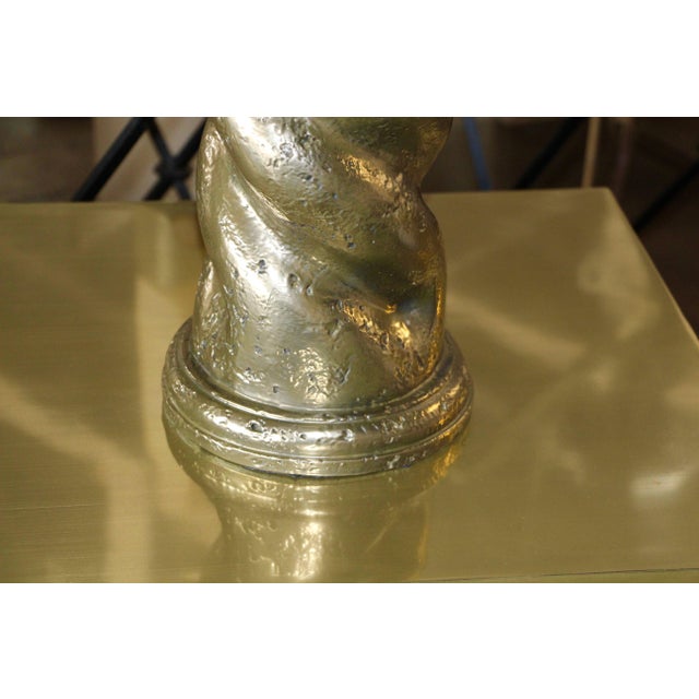 Early 20th Century Bronze Metal Coated Plaster Rope Lamps in the Style of Michael Taylor - a Pair For Sale - Image 11 of 12