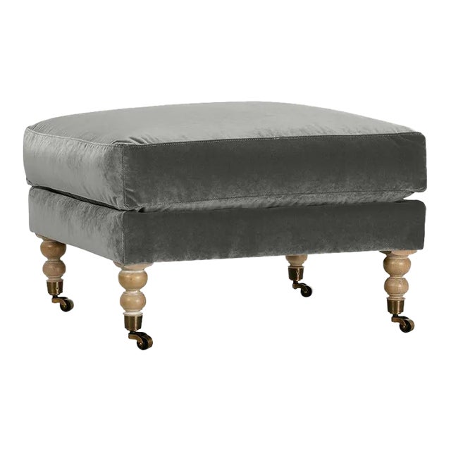 Greta Ottoman, Seal Velvet For Sale