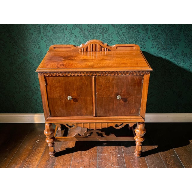 Gothic Antique Jacobean Revival Cabinet Sideboard Server Bar-Storage Buffet-Tudor-Entry For Sale - Image 3 of 12