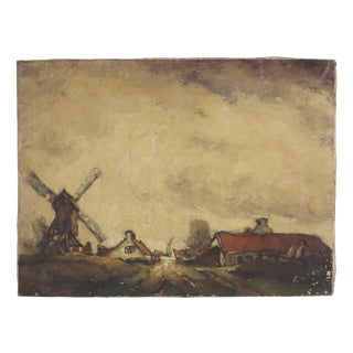 Wittouck, Farmhouse Landscape Painting, 1920s, Canvas For Sale