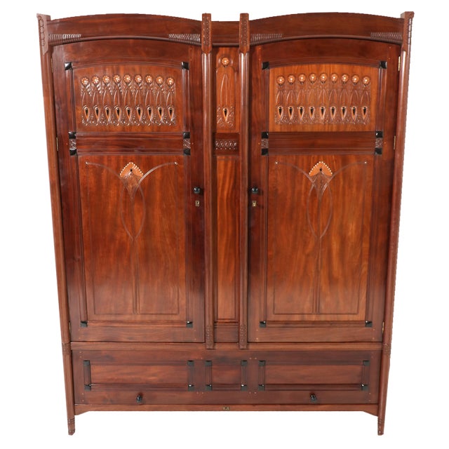 Arts & Crafts Wardrobe by Jac. van den Bosch for 't Binnenhuis, 1910s For Sale
