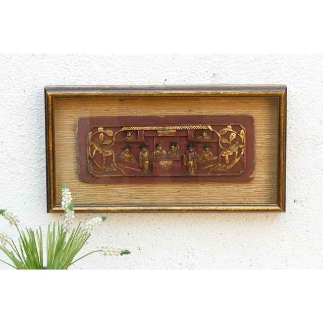 19th Century Framed Antique Chinese Frieze Carving For Sale - Image 5 of 8