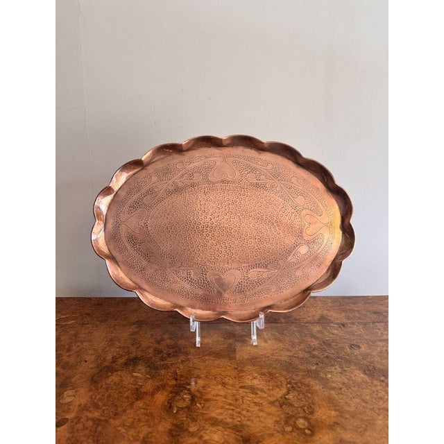 Vintage Art Nouveau Copper Tray, 1920 For Sale - Image 4 of 5