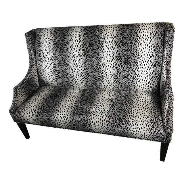 Vintage Southern Furniture Co. Hollywood Regency Snow Leopard Velvet Settee For Sale